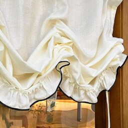 Elegant Tie Up Curtain Farmhouse Adjustable Curtain With Black Trim - thumbnail 2