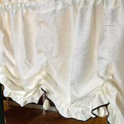 Elegant Tie Up Curtain Farmhouse Adjustable Curtain With Black Trim - thumbnail 4