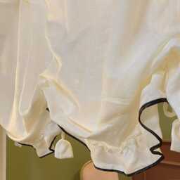 Elegant Tie Up Curtain Farmhouse Adjustable Curtain With Black Trim - thumbnail 3