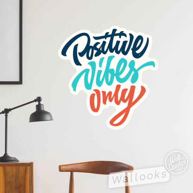 Positive Vibes Only Wall Quote, Inspirational Message, Words, Self Adhesive Sticker, Peel & Stick Graphic - image 1