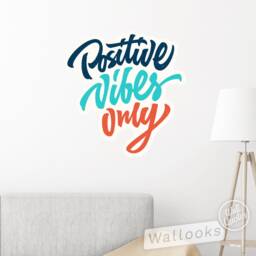 Positive Vibes Only Wall Quote, Inspirational Message, Words, Self Adhesive Sticker, Peel & Stick Graphic - thumbnail 2