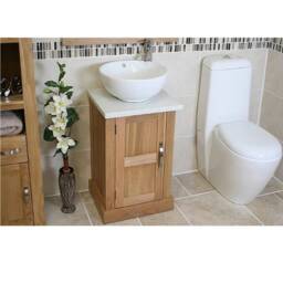 Cloakroom Bathroom Vanity Unit Oak Quartz Stone Ceramic Wash Basin 309Wqcbc
