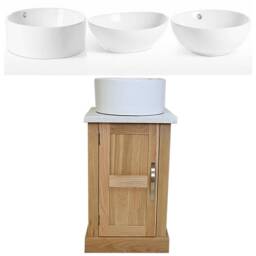 Cloakroom Bathroom Vanity Unit Oak Quartz Stone Ceramic Wash Basin 309Wqcbc - thumbnail 2