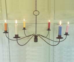 Large Swedish Hanging Candle Chandelier - Rustic Ceiling Hung Wire Dinner Taper Holder Metal Candlestick