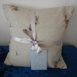 Hare Print Cotton Cushion Cover, 12 Or 16 Inch Square - thumbnail 2