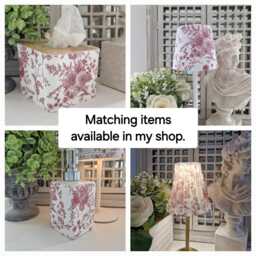 Cordless Touch Lamp.beautiful Decoupaged Red/Dark Pink Floral Toile Usb Rechargeable Table Lamp.cordless Lamp - thumbnail 4