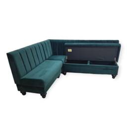 Fluted Back Highland Green Velvet Kitchen Under Seat Storage Corner Booth Bench Seating ... Any Colour Or Fabric Bespoke Made To Measure - thumbnail 3