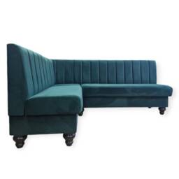 Fluted Back Highland Green Velvet Kitchen Under Seat Storage Corner Booth Bench Seating ... Any Colour Or Fabric Bespoke Made To Measure - thumbnail 2