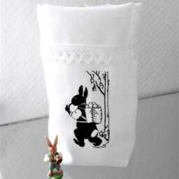 Light Bag Table Decoration Easter Bunny With Kiepe Linen Paper Cut Gestickt Lace - thumbnail 2