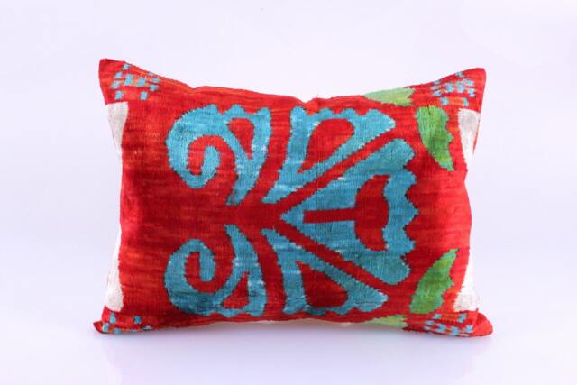 Ikat Velvet Pillow Cover, Handmade Cushion, Decorative Throw Pillow, Boho Cushion Turkish Home Decor - image 1