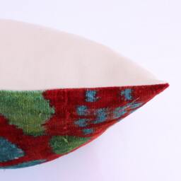 Ikat Velvet Pillow Cover, Handmade Cushion, Decorative Throw Pillow, Boho Cushion Turkish Home Decor - thumbnail 2