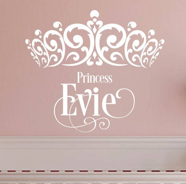 Princess Wall Decal Crown Wall Decal Vinyl Sticker Decals Girls Room Design Name Princess Nursery Decor Personalized Shabby Chic - image 1