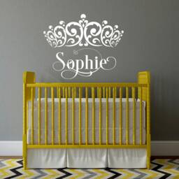 Princess Wall Decal Crown Wall Decal Vinyl Sticker Decals Girls Room Design Name Princess Nursery Decor Personalized Shabby Chic - thumbnail 3