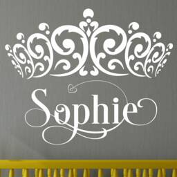 Princess Wall Decal Crown Wall Decal Vinyl Sticker Decals Girls Room Design Name Princess Nursery Decor Personalized Shabby Chic - thumbnail 2