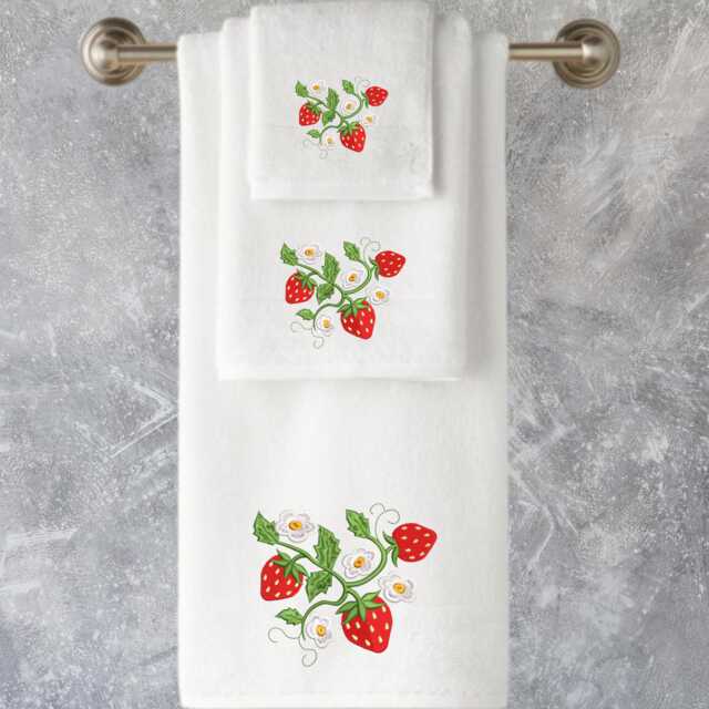 Embroidered Strawberry Towels, Personalized Luxury Cotton Range - image 1