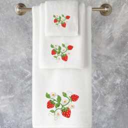 Embroidered Strawberry Towels, Personalized Luxury Cotton Range