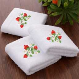 Embroidered Strawberry Towels, Personalized Luxury Cotton Range - thumbnail 3