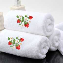Embroidered Strawberry Towels, Personalized Luxury Cotton Range - thumbnail 4