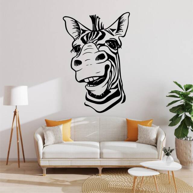 Cartoon Zebra Head Vinyl Wall Art, Decal, Sticker, Transfer, Mural, Removable, Decor, Rent Friendly, Interior, Exterior, Full - 0639 - image 1