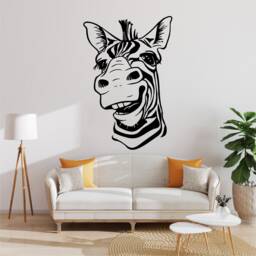 Cartoon Zebra Head Vinyl Wall Art, Decal, Sticker, Transfer, Mural, Removable, Decor, Rent Friendly, Interior, Exterior, Full - 0639 - thumbnail 1