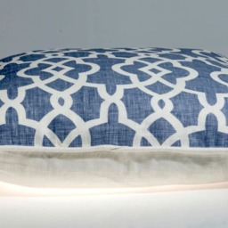 Schumacher Summer Palace Linen Pillow Cover, Blue Geometric Fretwork - thumbnail 3