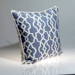 Schumacher Summer Palace Linen Pillow Cover, Blue Geometric Fretwork - thumbnail 2