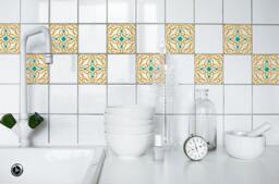 Moroccan Tile Decals - Vinyl Wall Art Stickers For Kitchen, Bath - thumbnail 1