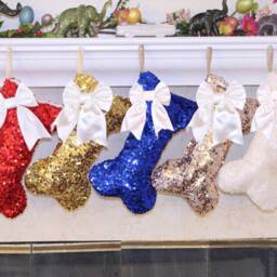 Mini Christmas Dog Stockings Customized Fabric & Bow Selection. Pet Stocking/Bone. Pre-Black Friday Sale - thumbnail 2