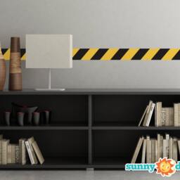 Caution Tape Fabric Wall Decal Construction Theme Border - Set Of 2 - thumbnail 2