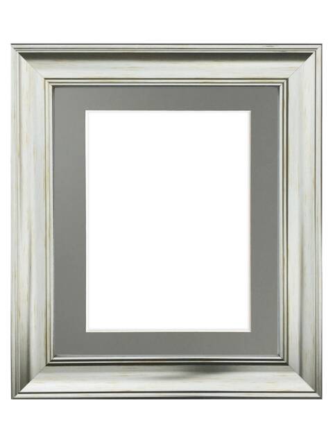 Scandi Vintage Silver Picture Frame Distressed Finish, Grey Mount - image 1