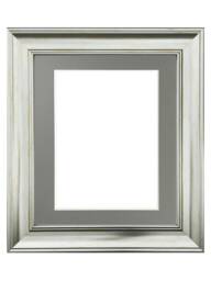 Scandi Vintage Silver Picture Frame Distressed Finish, Grey Mount - thumbnail 1
