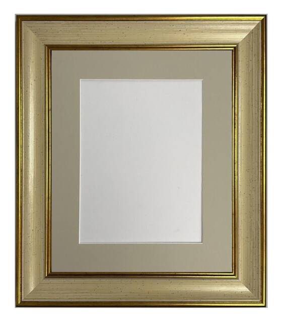 Scandi Cream & Gold Picture Frame With Light Grey Mount - image 1