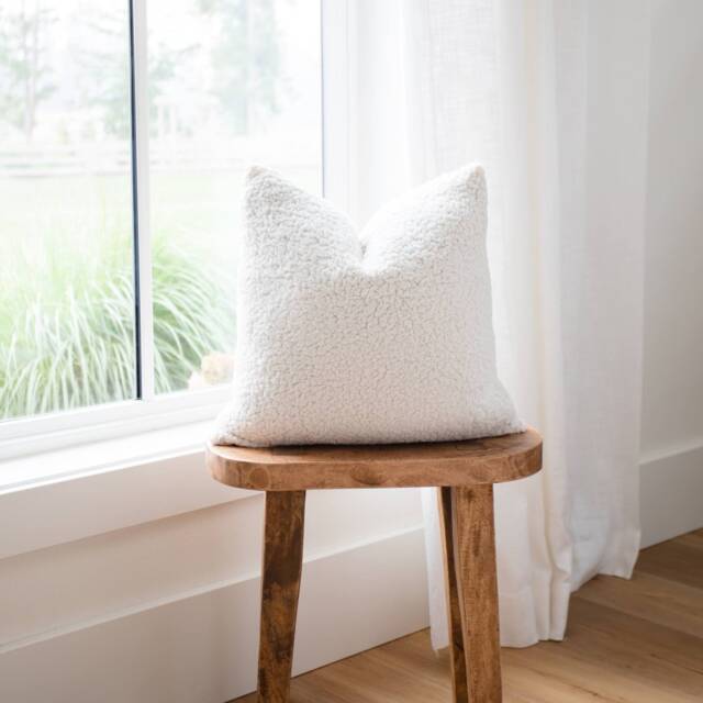 Avery -- - Natural Sherpa Pillow Cover Natural Neutral Fuzzy Ivory - image 1