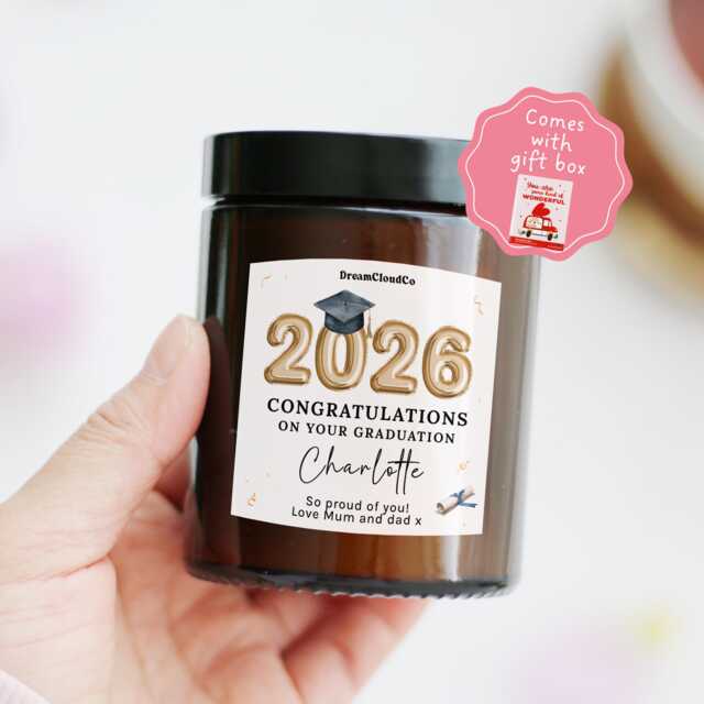 Graduation Gift For Her Him Daughter Son - Class Of 2026 University College Personalized Candle Congratulations Uni Masters Phd - image 1