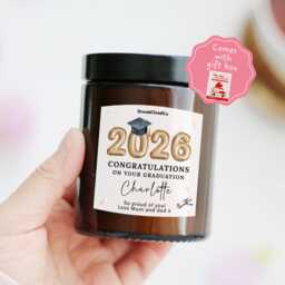 Graduation Gift For Her Him Daughter Son - Class Of 2026 University College Personalized Candle Congratulations Uni Masters Phd
