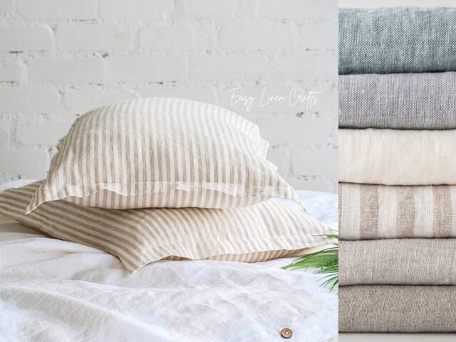 Linen Pillowcase Set Of 2, Flanged Sham Covers, Oxford Style Sofa Cushion Bed Pillow Covers Set, Standard Queen King Custom Sizes - image 1