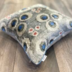 Velvet Ikat Pillow Cover Sapphire - Decorative Cushion For Sofa Or Bed - thumbnail 2