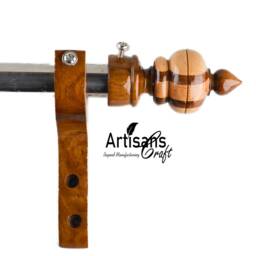 Handmade Wooden Curtain Rod Brackets & Finials For Curtains - Window Curtain, Holder, Holder Pack Of 4 Pcs. Artisans Craft - thumbnail 3