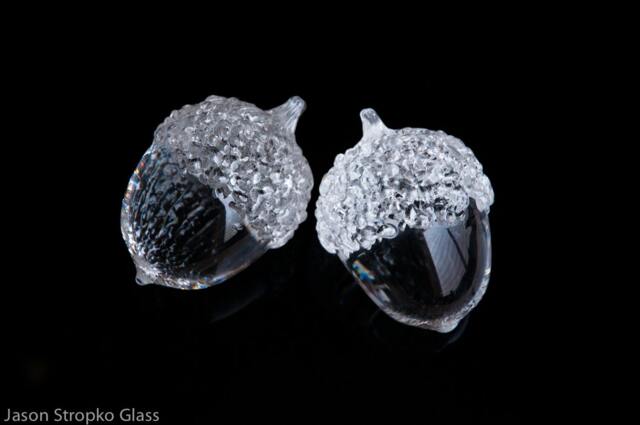 Solid Glass Acorns Decor, Set Of Two By Jason Stropko - Acorn - image 1