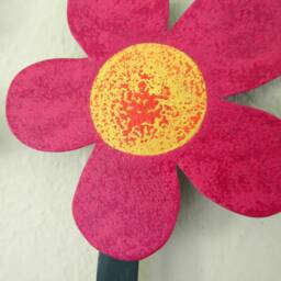 Whimsical Metal Flower Wall Sculpture Colorful Garden Art - 14 X 14 - thumbnail 2