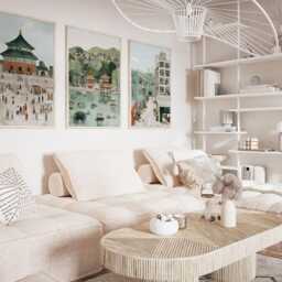 Beijing China Poster Set Of 3, Vintage Inspired City Landscape Wall Art, Neutral Travel Prints - thumbnail 2
