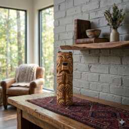 Wooden Bear Sculpture Mountain Cabin Decor Hand Carved Wildlife Art Rustic Lodge Animal Gift Nature Inspired Figurine - thumbnail 3