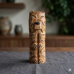 Wooden Bear Sculpture Mountain Cabin Decor Hand Carved Wildlife Art Rustic Lodge Animal Gift Nature Inspired Figurine - thumbnail 1