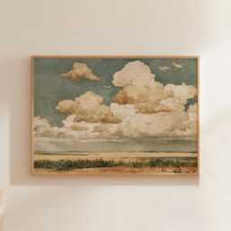Prairie Cloud Poster, Golden Field Print, Landscape Wall Art, Paper - thumbnail 1