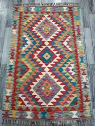 Classic Rug, Handmade Artisan Afghan Turkish Scandinavian Navajo Bohemian Wool Flatweave Multicolour Kilim Rug 157x101 cm - thumbnail 1