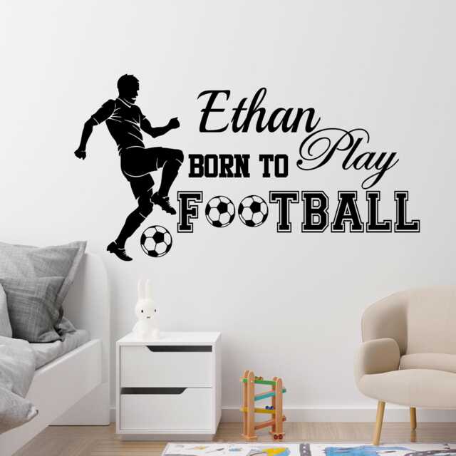 VWAQ Custom Football Player Boy Wall Decal - Personalized Name & Number Sports Wall Sticker - View #6