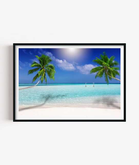 Palm Tree Tropical Beach Print, Ocean Photography Wall Art, Coastal Poster - image 1