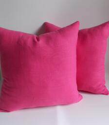 Set Of 2 Fushia Linen Pillow Covers Decorative Throw Pillows - thumbnail 1