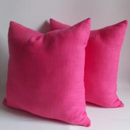 Set Of 2 Fushia Linen Pillow Covers Decorative Throw Pillows - thumbnail 2