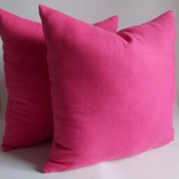 Set Of 2 Fushia Linen Pillow Covers Decorative Throw Pillows - thumbnail 3